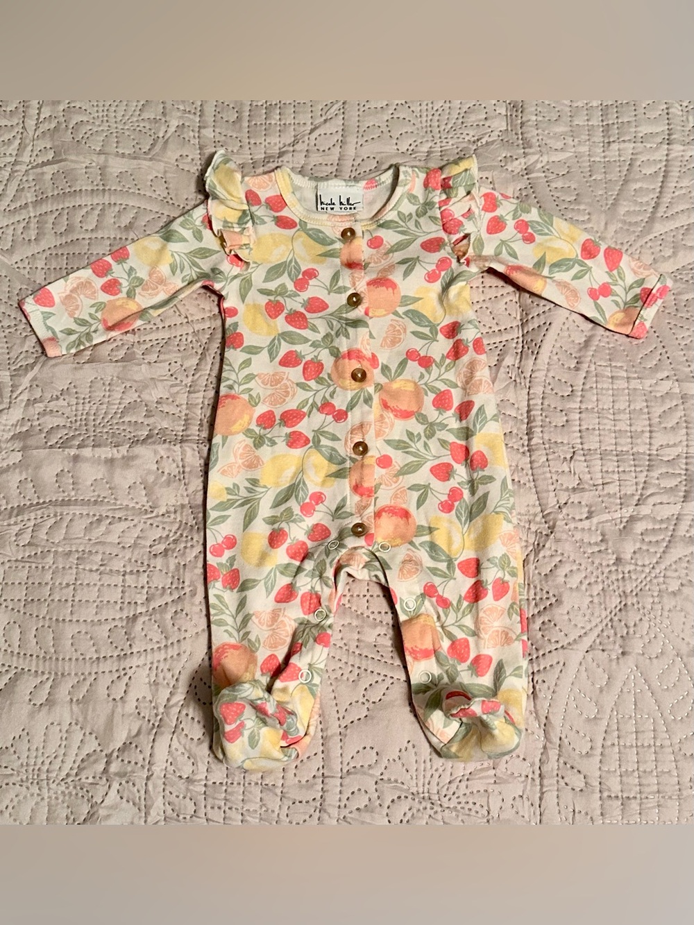 Nicole Miller Baby Girl 0-3 Months Floral Footy